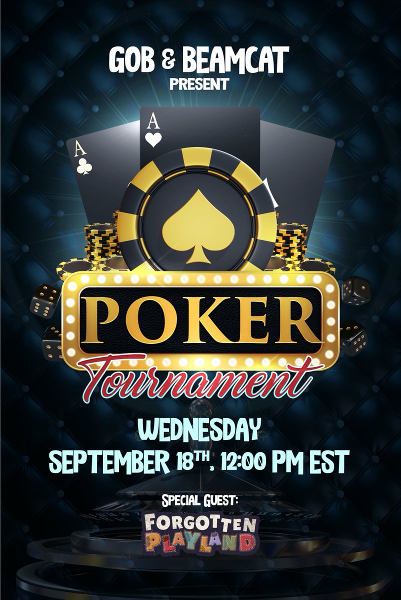 🔥 GOB x Beamcat Weekly Poker Tournament 🔥

This week, we’re pumped to have the Forgotten Playland crew join us as special guests, sponsoring a Toy Box for the tournament winner! Bring your A-game, win, and have a good time.

🗓 Date: Wednesday, September 18th
⏰ Time: 12 PM EST