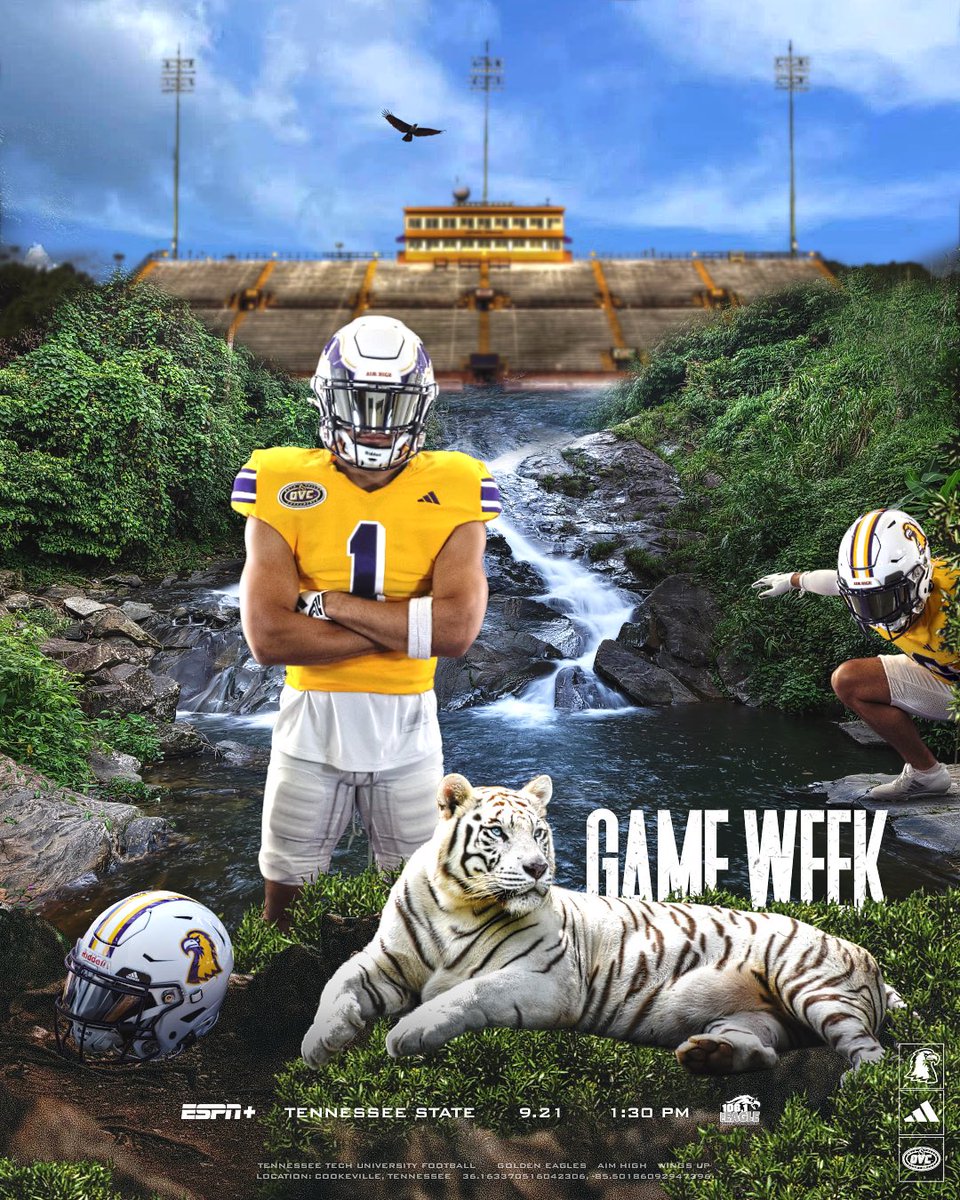 TNTechFootball's tweet image. WE’RE BACK‼️

📍 Cookeville, TN
🏟 Tucker Stadium
📆 Saturday, September 2️⃣1️⃣
⏰ 1️⃣:3️⃣0️⃣PM CST
📺 ESPN➕ 
📻 106.1 The Eagle 
🔗 tinyurl.com/5avsxm9j

#AimHigh | #WingsUp