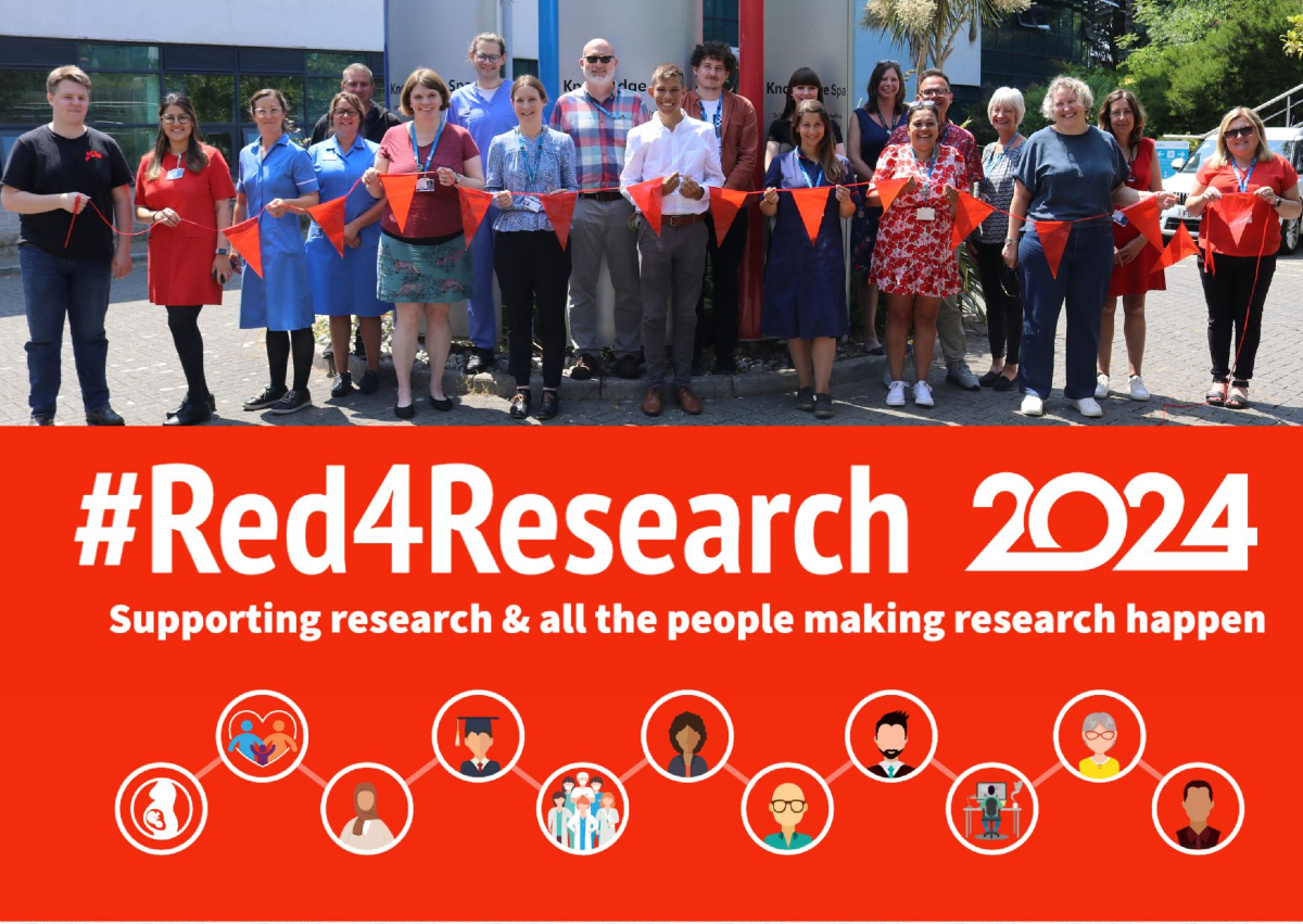 Wear red on Friday 20 September for #Red4Research and show your appreciation for all those participating, undertaking  and supporting research.  

Take a photo and post it on social media with the #Red4Research hashtag.