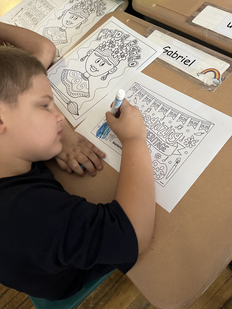 Ms. Cruz’s class celebrating Hispanic Heritage, today we learned about Frida Khalo!