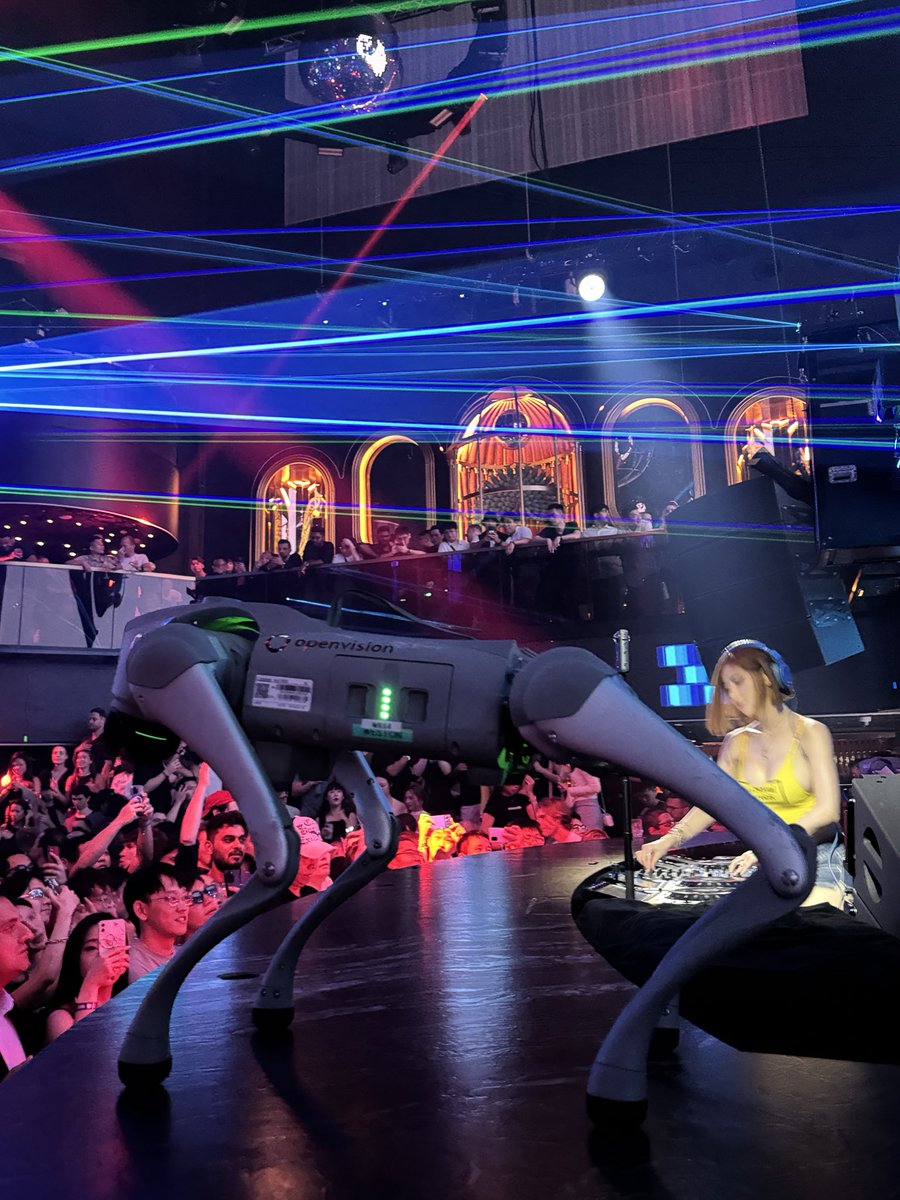 OpenVision_AI's tweet image. Who is dancing with @dj_soda_ tonight 👀 🤖🐶

Bigggg shoutout to @berachain @EVGHQ @okxweb3 @token2049 

#token2049 #AI #robots