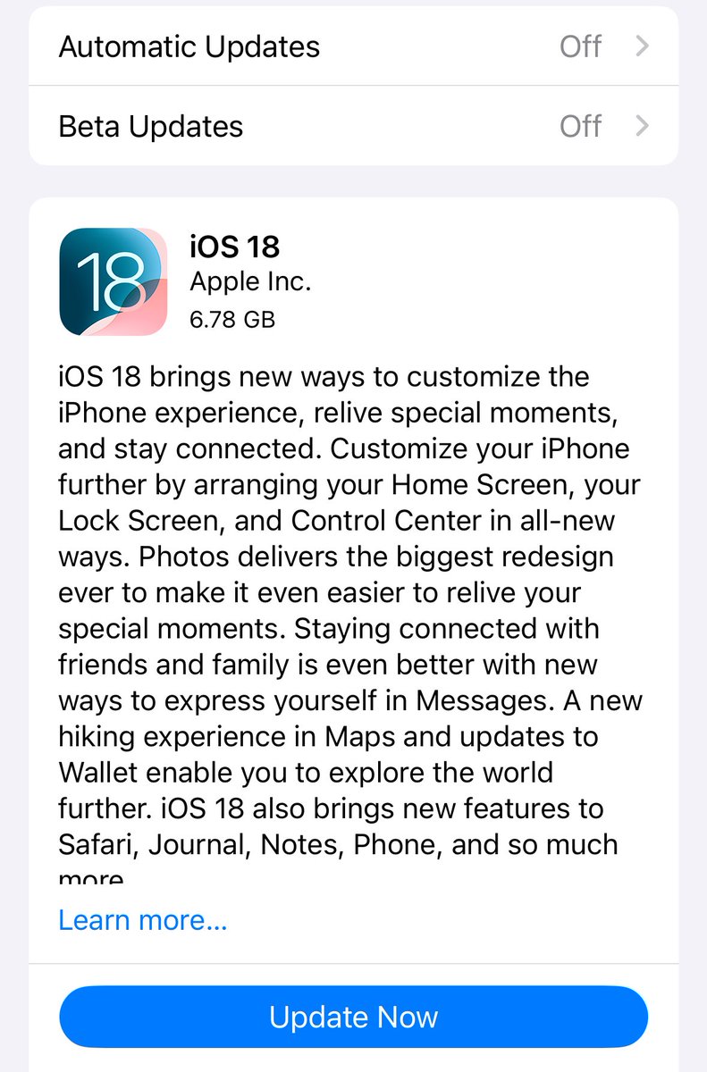 PrateekRajwada's tweet photo. #ios18 finally got released. Have you downloaded?
#ios18released #iPhone16 https://t.co/XQw1aPfM2w