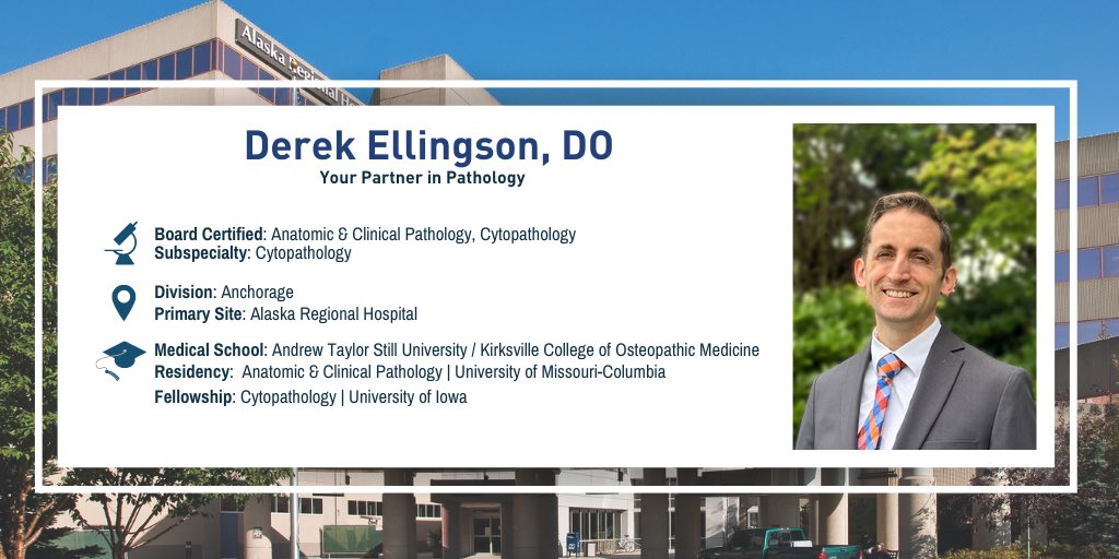 Say hello to our new pathologist, Dr. Derek Ellingson, who joins our Alaska team! Learn more: tinyurl.com/37nbfwsj #YourPartnerInPathology