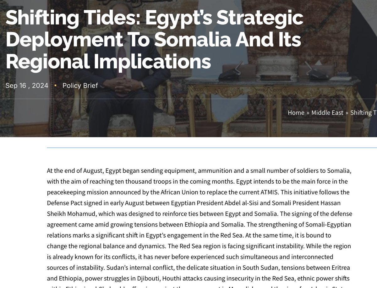 Federico Donelli (@fededonelli) on Twitter photo 📌My latest <a href="/OrionPolicyIns/">Orion Policy Institute</a> commentary addresses #Egypt's involvement in #Somalia.
With recent deployments & #defense pact with Somalia, Cairo is stepping into #RedSea region rising tension with #Ethiopia.
What's next?..
<a href="/UniTrieste/">UniversitĂ di Trieste</a> <a href="/ispionline/">ISPI</a>
orionpolicy.org/shifting-tides… 📌My latest <a href="/OrionPolicyIns/">Orion Policy Institute</a> commentary addresses #Egypt's involvement in #Somalia.
With recent deployments & #defense pact with Somalia, Cairo is stepping into #RedSea region rising tension with #Ethiopia.
What's next?..
<a href="/UniTrieste/">UniversitĂ di Trieste</a> <a href="/ispionline/">ISPI</a>
orionpolicy.org/shifting-tides…