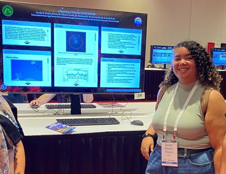 From June 9-13, Marc Thys &amp; Gerally Medina Rivera shined at the AAS conference with their groundbreaking work on Methylidyne detection in the Trifid and Pipe Nebulas! Later, the team attended a workshop at NRAO/Green Bank Observatory on radio observations of nearby galaxies.