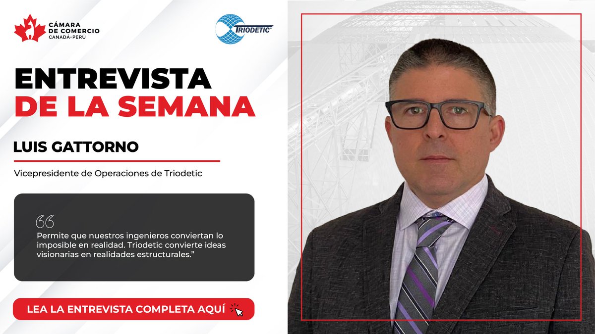 camaracanadape's tweet photo. Entrevista de la Semana: Triodetic

En nuestra ENTREVISTA DE LA SEMANA, Luis Gattorno explica cómo, a través de sus proyectos visionarios, están revolucionando el diseño estructural y convirtiendo ideas en grandes éxitos.

Lee la entrevista aquí: https://t.co/JyVkXU2rs2 https://t.co/ttke04UdKU