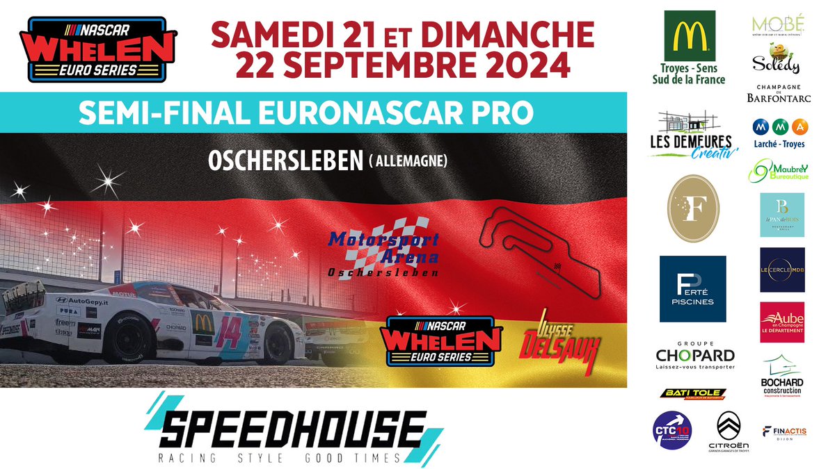 ulyssedelsaux10's tweet photo. 🇺🇸 This weekend, it's semi-finals and the points count double, on the track of Oschersleben in Germany 🇩🇪🏎️💨
#UlysseDelsaux #EuroNASCAR #PureRacing #NASCAR #NASCARGPGER #Oschersleben #Motorsport #Speedhouse #Macdo #DemeuresCreativ #GroupeChopard #Fertépiscines https://t.co/XWXIpVfhG8