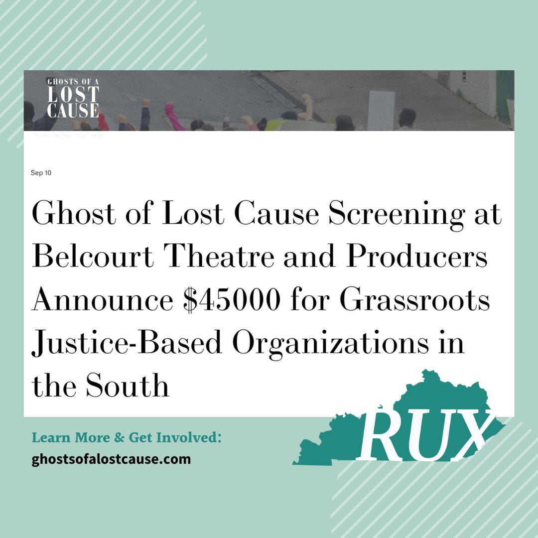 Congratulations to the Rural-Urban Solidarity Project "Ghosts of a Lost Cause" documentary film team on launching their IDEAS grants! We're honored to be among the grantees of this inaugural program. Learn more &amp; attend the 9/24 screening in Nashville: ghostsofalostcause.com