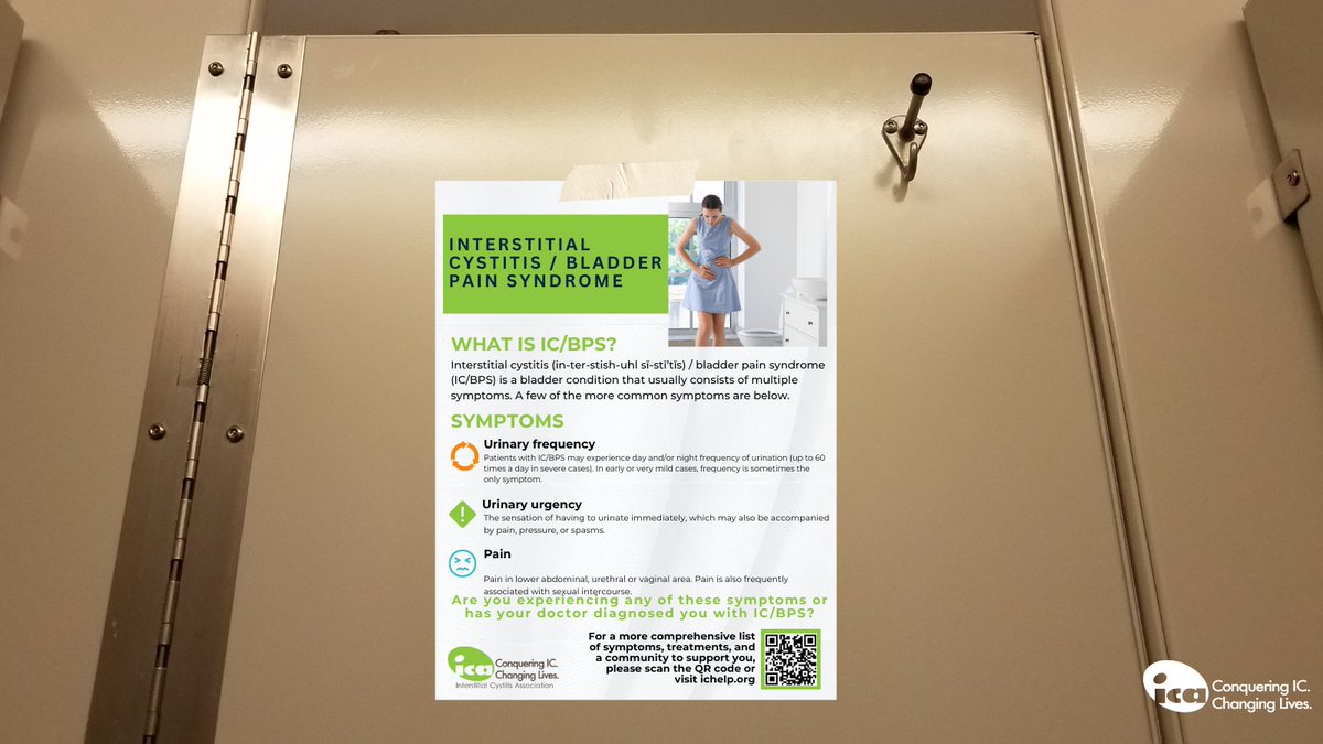 During IC Awareness Month, we encourage you to print this flyer and take it to your doctors’ offices, or email it to them, asking them to display it prominently, even in the bathrooms. 

💚Access the flyer here: cutt.ly/icaflyer

#InterstitialCystitis #IC #BPS