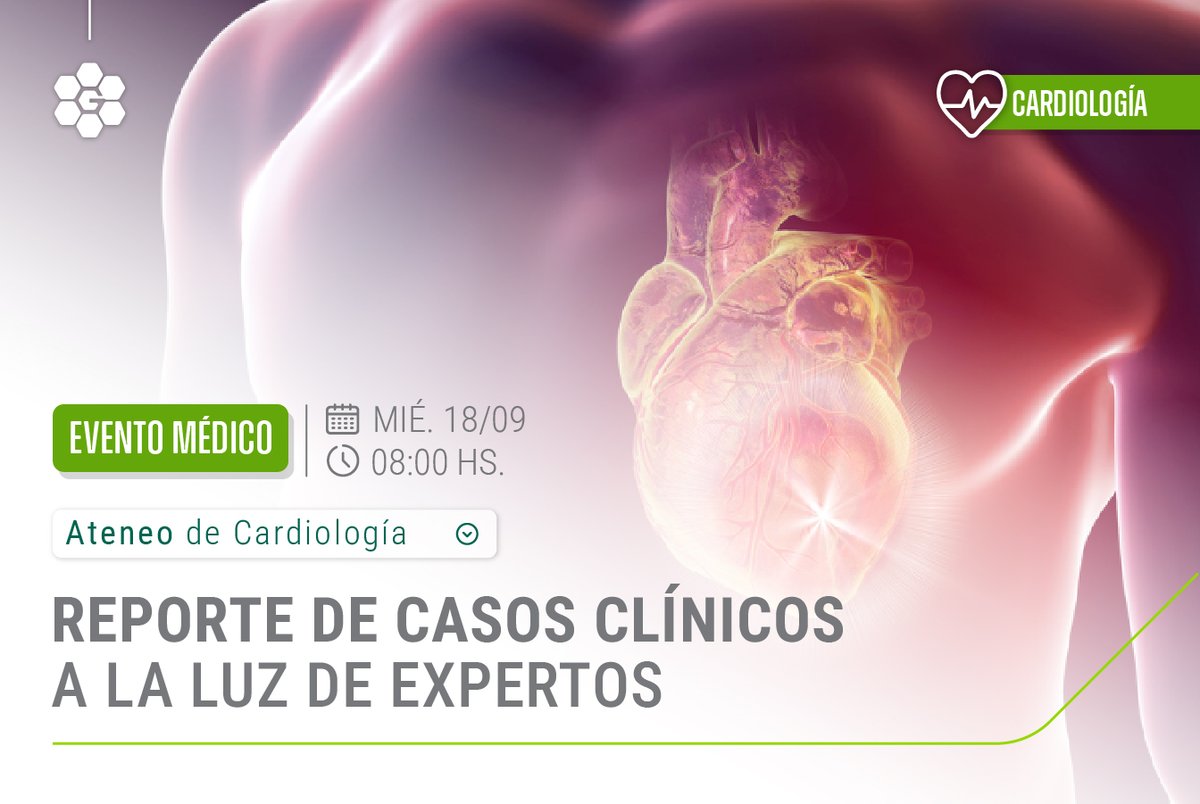 Grupo_Gamma's tweet photo. 📢Nuevo Ateneo de Cardiología 
 👉Con Panel de Expertos invitados.

📅Miércoles 18/09
🕙08.00hs 
🏥 En HPR y por Zoom

➡️¡Inscripciones abiertas!👇
https://t.co/UiABuXas7C https://t.co/FWc8rx0TpL