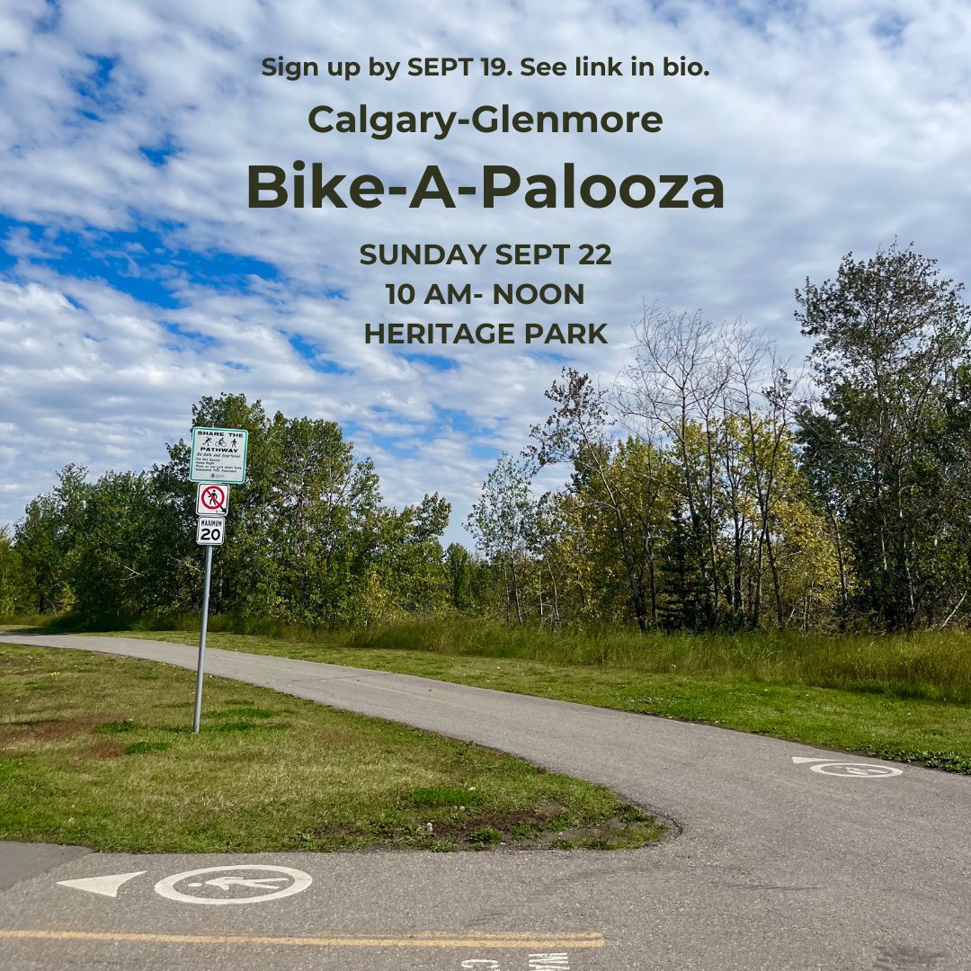 Nagwan Al-Guneid (@nagwanyyc) on Twitter photo Calgary-Glenmore Bike-A-Palooza: Walk or bike ride the scenic route at the Glenmore Reservoir.
Joining us are local organizations like <a href="/SustainableYYC/">Sustainable Calgary</a> and <a href="/bikecalgary/">Bike Calgary</a> sharing biking tips + cool e-bikes and cargo bikes to check out from <a href="/TuffHilleBikes/">TuffHilleBikes</a> and <a href="/BikeBikeYYC/">BikeBike Inc</a>
🔗 in bio Calgary-Glenmore Bike-A-Palooza: Walk or bike ride the scenic route at the Glenmore Reservoir.
Joining us are local organizations like <a href="/SustainableYYC/">Sustainable Calgary</a> and <a href="/bikecalgary/">Bike Calgary</a> sharing biking tips + cool e-bikes and cargo bikes to check out from <a href="/TuffHilleBikes/">TuffHilleBikes</a> and <a href="/BikeBikeYYC/">BikeBike Inc</a>
🔗 in bio