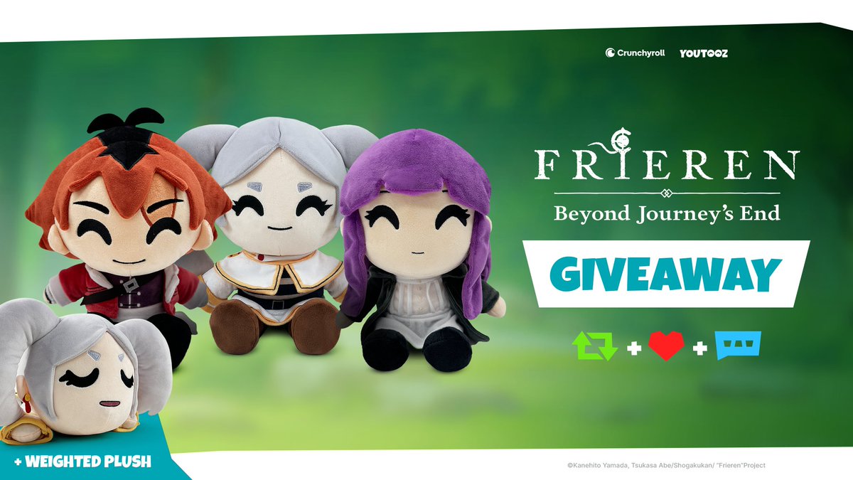 ✨FRIEREN GIVEAWAY! ✨

to win the full set dropping wednesday 👉 like &amp; retweet then reply FRIERENTOOZ 🧝

we’ll pick 3 winners on the drop day september 18th!