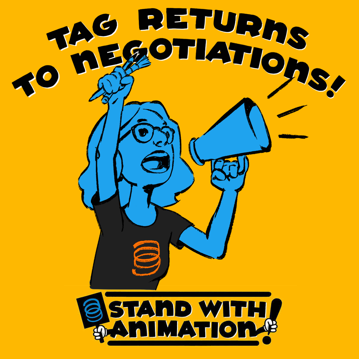 animationguild's tweet image. TAG is back at the bargaining table with the #AMPTP! Show your support for fair wages and fair treatment for animation industry workers. Repost, spread the word, and #StandWithAnimation!