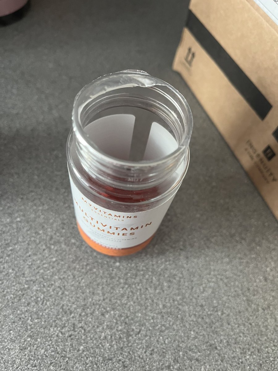 jen_c1984's tweet photo. @MyVitamins_CS 10 days now since my order arrived open and used. No resolution to my complaint either. Not acceptable. https://t.co/i4w9kqWCur
