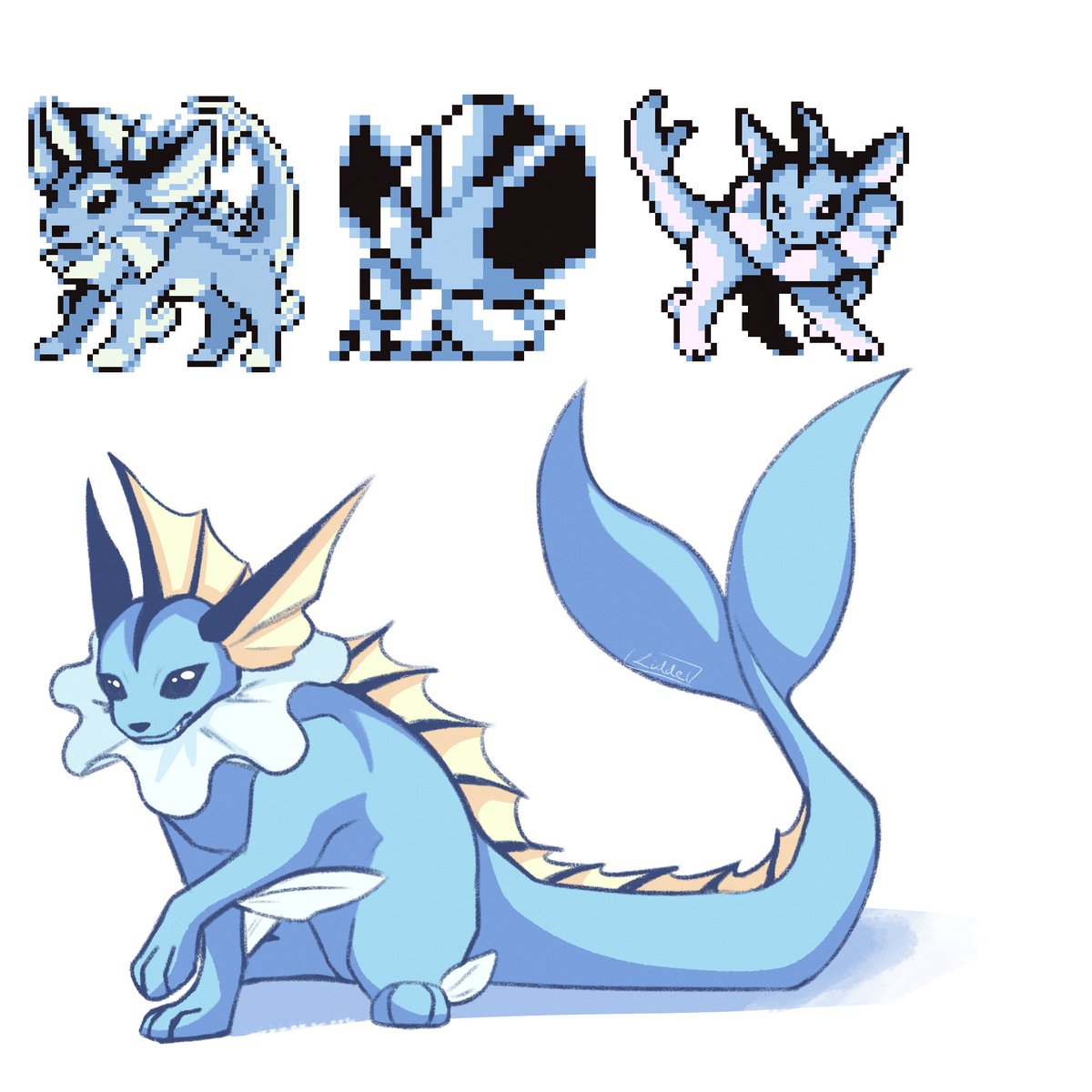 vaporeon but based on its red/green and red/blue sprites!
#pokemon #pokemonfanart #pokemonart