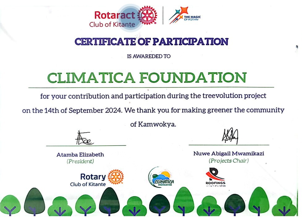 Climaticaf's tweet photo. Ever thought of the easiest way to increase green urban spaces while offsetting your carbon footprint, enhancing nutrition, shade, beauty...... just grow trees.

Thank you @RKitante for the wonderful partnership and the beautiful certificate.

#urbanforestry
#ClimateActionNow https://t.co/XnwH7RgKHg