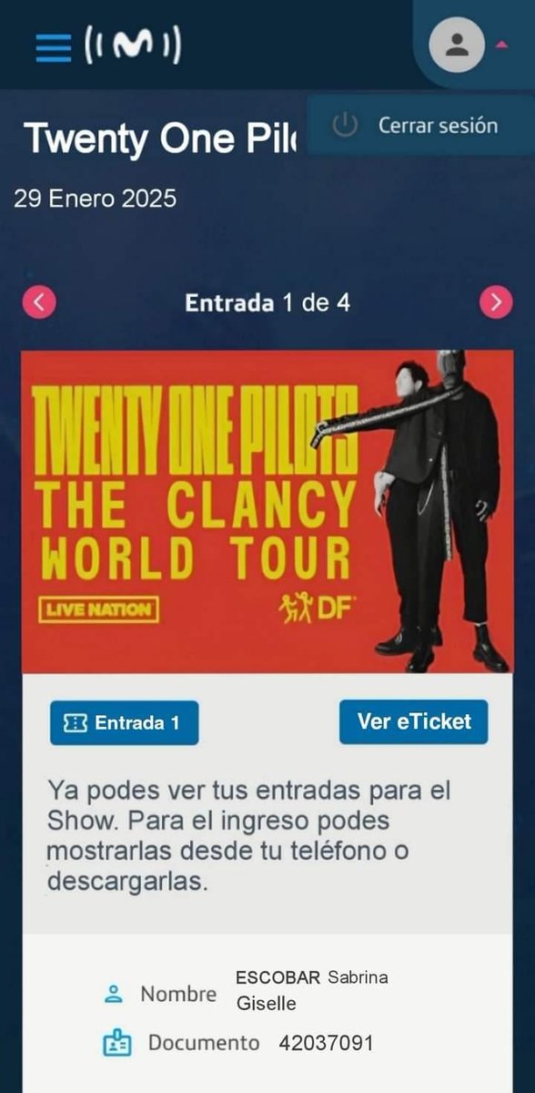 topargupdates's tweet image. ¡Siguen llegando intentos de estafa!

★ Las entradas (eTicket) están disponibles recién el 19/01/25, cualquier captura con esto es FALSA.
★ La entrada a campo delantero NO SALIÓ NUNCA 115.000, si dice este valor es FALSA.
★ Si la cabeza de Tyler está cortada, es FALSA.