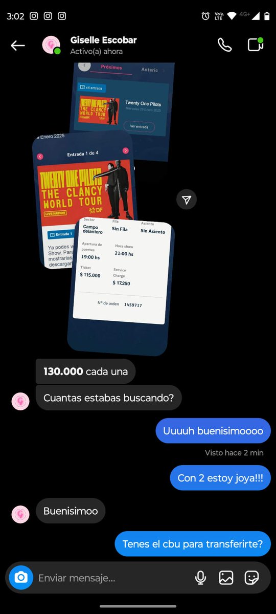 topargupdates's tweet image. ¡Siguen llegando intentos de estafa!

★ Las entradas (eTicket) están disponibles recién el 19/01/25, cualquier captura con esto es FALSA.
★ La entrada a campo delantero NO SALIÓ NUNCA 115.000, si dice este valor es FALSA.
★ Si la cabeza de Tyler está cortada, es FALSA.