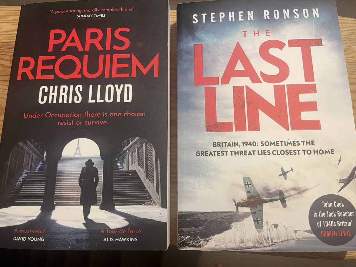 A chance to #win two signed crime thrillers - both set in the 1940s and both five star reads

For a chance to win, repost this tweet and be following my account. Closing date for entry is 9pm on  Friday 20 September - UK only 

#ParisRequiem #TheLastLine
#HistoricalFiction