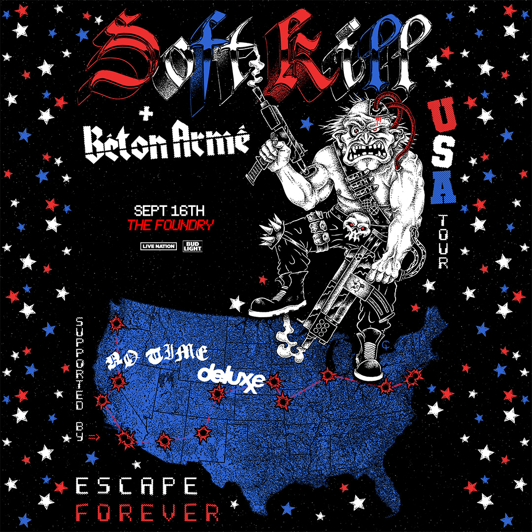 #TONIGHT at The Foundry: @_SoftKill - Escape Forever Fall Tour 2024 w/ Béton Armé, No Time, and Deluxxe 🚨

⏰ Box Office: 5PM | Doors: 7PM | Show: 8PM

🎫 👉 livemu.sc/4gtnXva