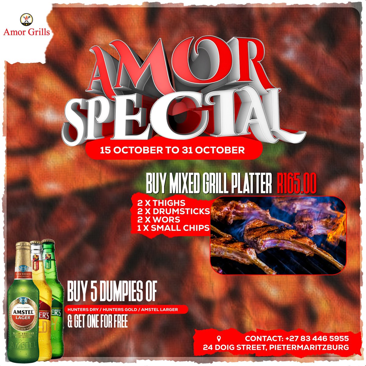 AmorGrills's tweet photo. AMOR SPECIAL 
15 Sep - 31 Oct 2024 🥩🍺 https://t.co/fBAaSQCqSD