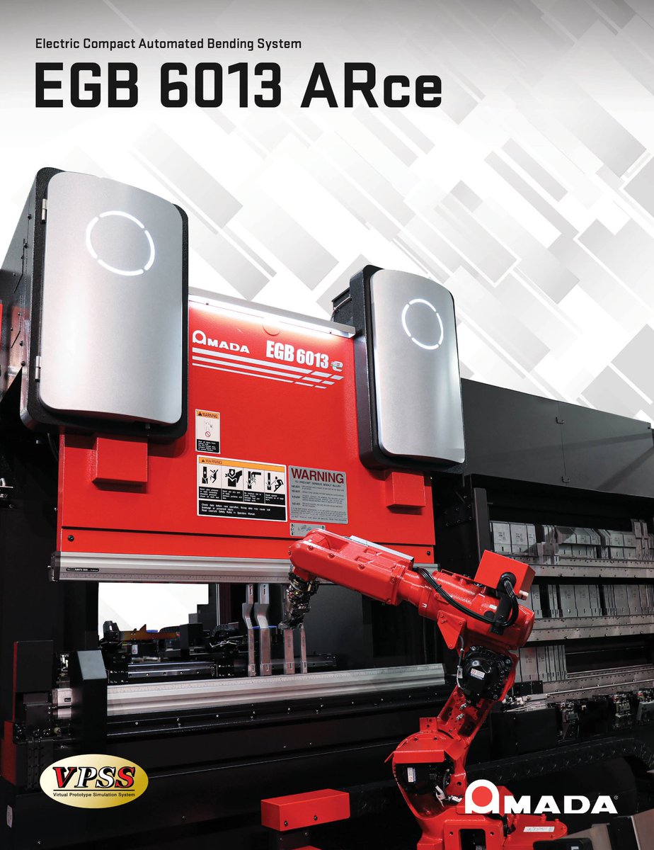 AmadaAmericaInc's tweet image. The EGB ARce is a #roboticbendingsystem w/ a 6-axis #bendingrobot, automatic gripper changer, &amp;amp; #automatictoolchanger. Each stage of the bending process including tool loading &amp;amp; gripper exchange is rapidly performed to maintain high levels of productivity. t.ly/XYsVv