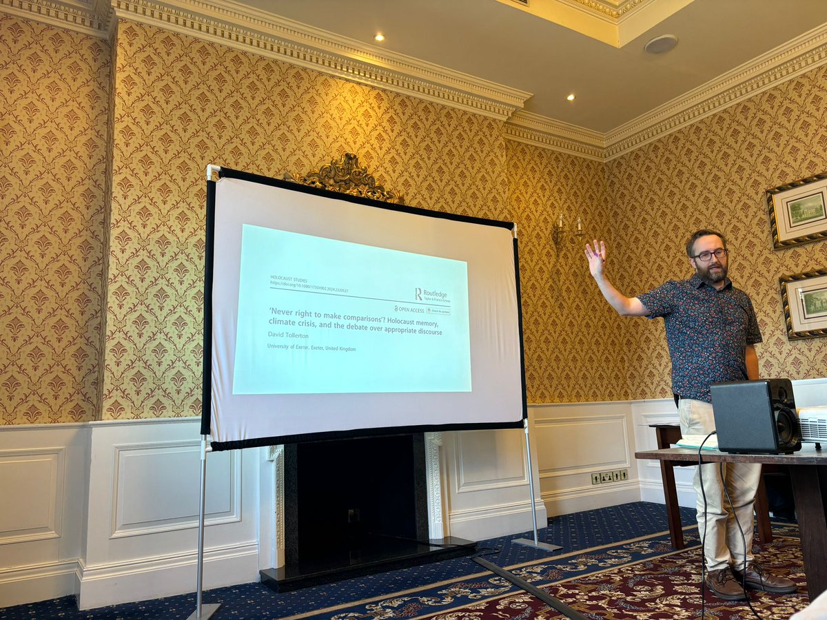 David Tollerton (@davidtollerton) on Twitter photo First research event of the new term! Here's me presenting my <a href="/HolocaustJCH/">Holocaust Studies</a>-published work on Holocaust memory and the climate crisis for <a href="/JVStudiesExeter/">Justice and Violence Studies @ Exeter</a>. The full open access article is here: tandfonline.com/doi/full/10.10… First research event of the new term! Here's me presenting my <a href="/HolocaustJCH/">Holocaust Studies</a>-published work on Holocaust memory and the climate crisis for <a href="/JVStudiesExeter/">Justice and Violence Studies @ Exeter</a>. The full open access article is here: tandfonline.com/doi/full/10.10…