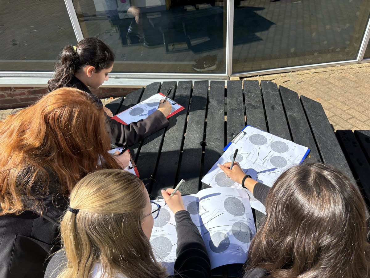Yr 9 investigating  ‘How healthy is the Minster School’ during their onsite fieldwork today 🌍 they used perception surveys and decibel meters! Finishing off evaluating their techniques 👏