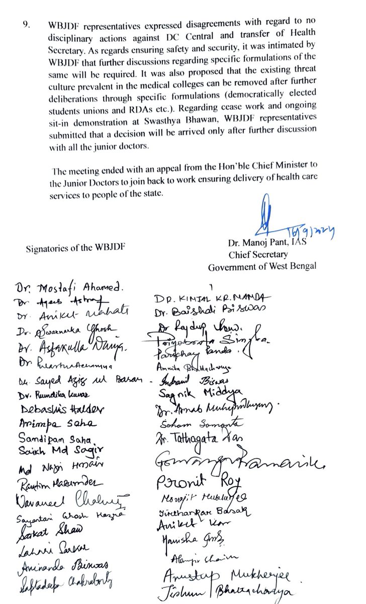AIIMSRDA's tweet image. Partial  victory for doctors in West Bengal and across the nation! A few major demands have been accepted, proving the strength of doctors&apos; unity. Together, we achieved this milestone! #DoctorsUnited
#JusticeForRGkor @MoHFW_INDIA @MamataOfficial @Wbdf_official