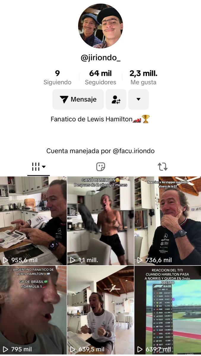 Facu Iriondo (@facuiriondo) on Twitter photo Mi papa es fan de Hamilton y me encantaría poder llevar a verlo una carrera.
Nos llevan? <a href="/MercedesAMGF1BR/">Mercedes-AMG F1 Brasil 🇧🇷</a> <a href="/MercedesAMGF1/">Mercedes-AMG PETRONAS F1 Team</a>
Encima ahora podemos ir a tomar unos mates con <a href="/FranColapinto/">Franco Colapinto</a> Mi papa es fan de Hamilton y me encantaría poder llevar a verlo una carrera.
Nos llevan? <a href="/MercedesAMGF1BR/">Mercedes-AMG F1 Brasil 🇧🇷</a> <a href="/MercedesAMGF1/">Mercedes-AMG PETRONAS F1 Team</a>
Encima ahora podemos ir a tomar unos mates con <a href="/FranColapinto/">Franco Colapinto</a>