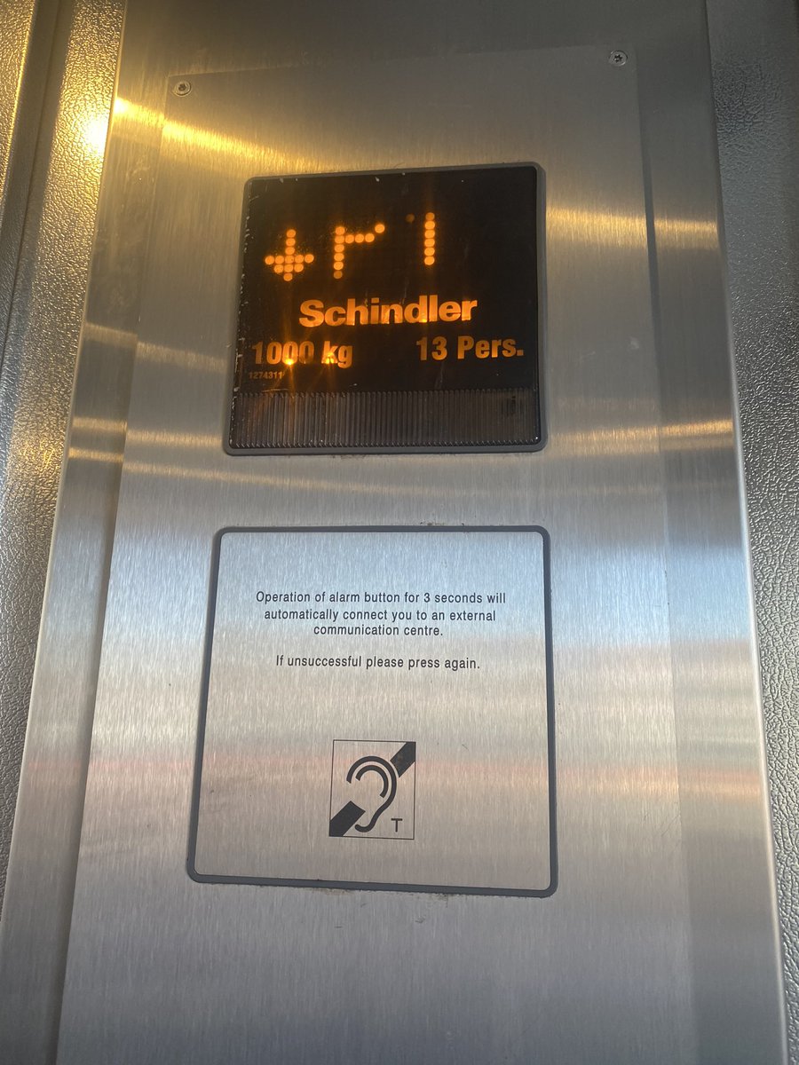I am, literally, in SCHINDLER’S LIFT.