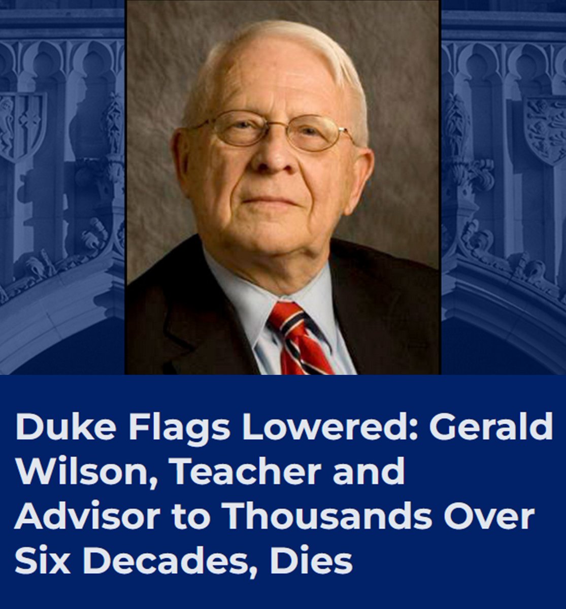 Our hearts go out to Dr. Wilson's family and friends, of whom there are a great many within this department and the greater Duke community.

bit.ly/TrinityGW