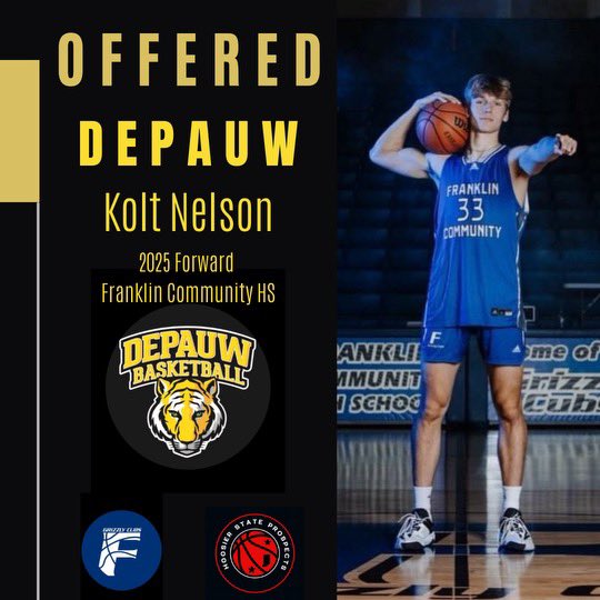Congrats to 6’7” Forward Kolt Nelson on his offer to DePauw!