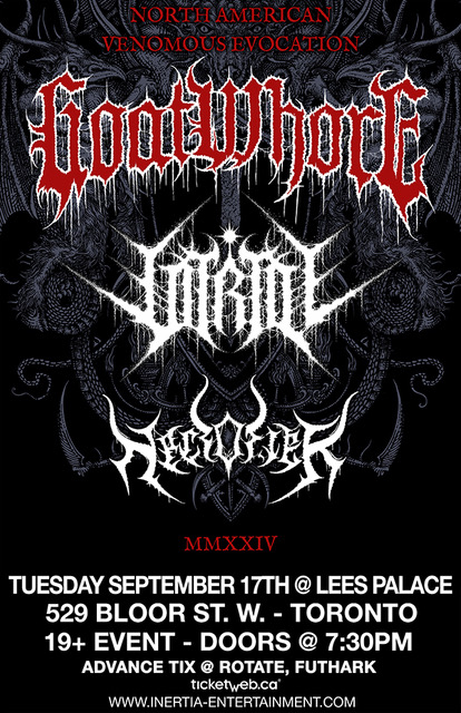 DennaMorgan's tweet image. #Goatwhore (@Goatwhore_NOLA) #Vitriol + @necrofier @LeesPalaceTO Tuesday, September 17, 2024 #ExtremeMetal...