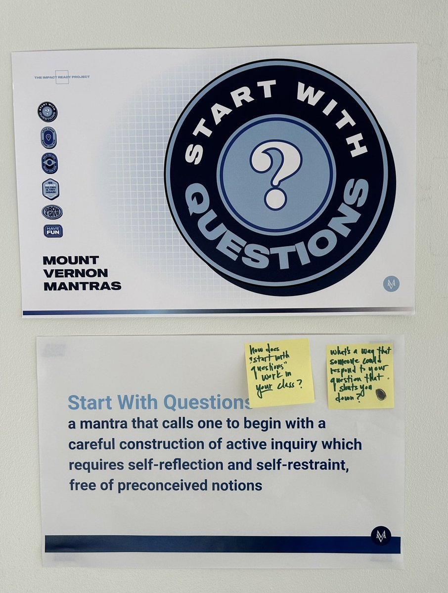 TheMVDesignLab's tweet image. In our inaugural G6 Survey class, our teacher @knowkmd’s Ss are *leaning into* some shared questions they have about our @TheMVSchool mantras. 

We can’t wait to see what they see for us to make of these.
