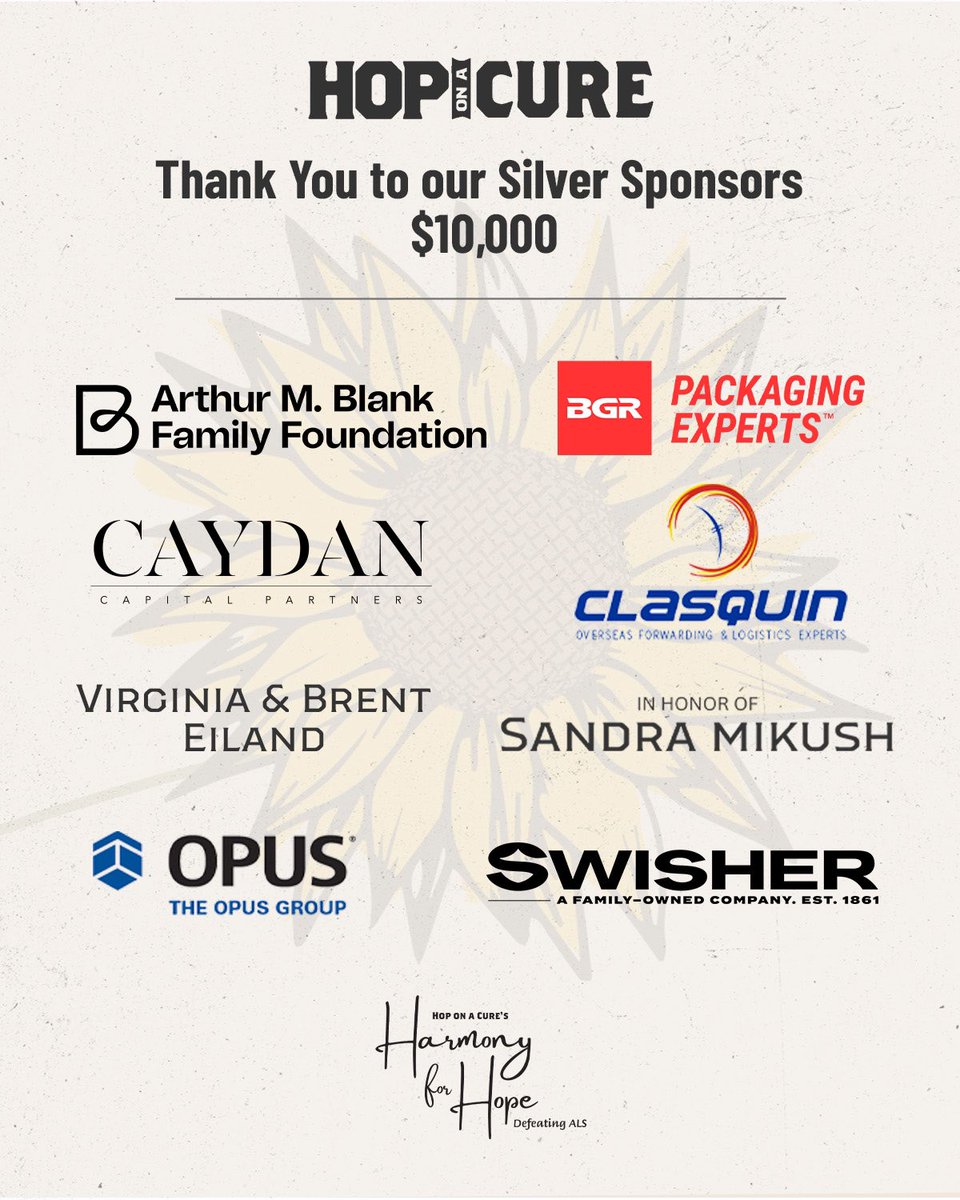 HopOnACure's tweet photo. Hop On A Cure would like to extend a heartfelt thank you to our Harmony for Hope sponsors. Thank you for helping make a difference in the lives of PALS. With your help, we raised $1.1 MILLION to support ALS research!
#kickALS #believeinacure💙 https://t.co/mwUympXuuQ