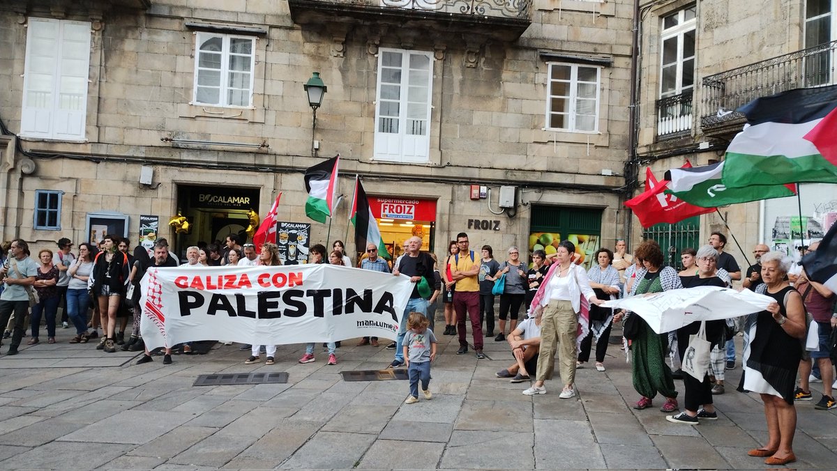 Segue a solidariedade Galiza-Palestina, que se materializará o domingo 6 de outubro nunha manifestación nacional para seguirmos denunciando que se cumprirá en breve un ano de xenocidio continuado coa pasividade, cando non complicidade, dos estados occidentais.

#PalestinaVencerá