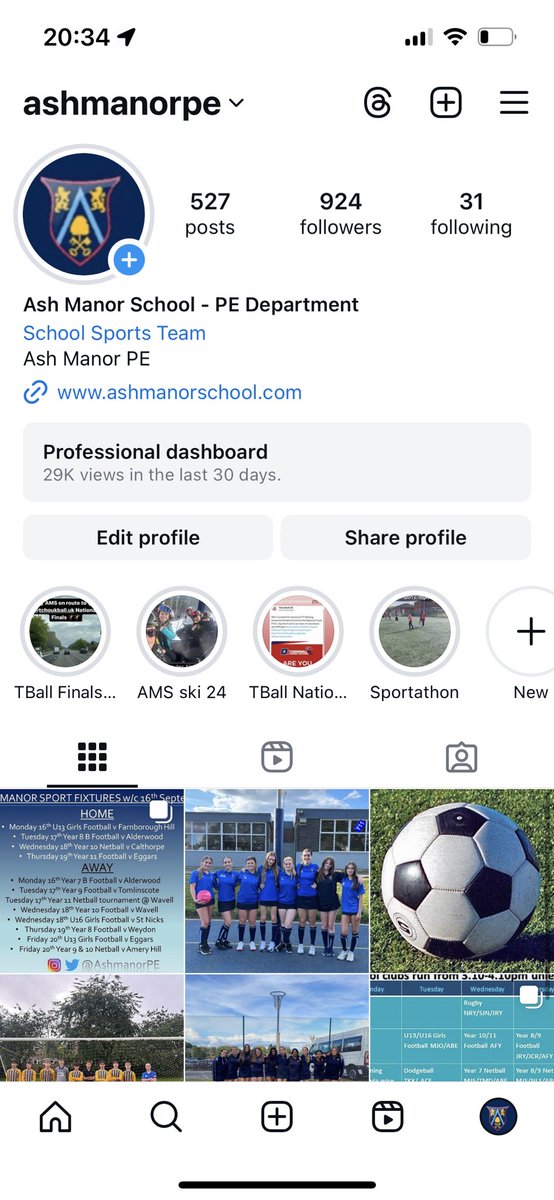 Reminder to follow AshmanorPE for all things PE department on instagram!