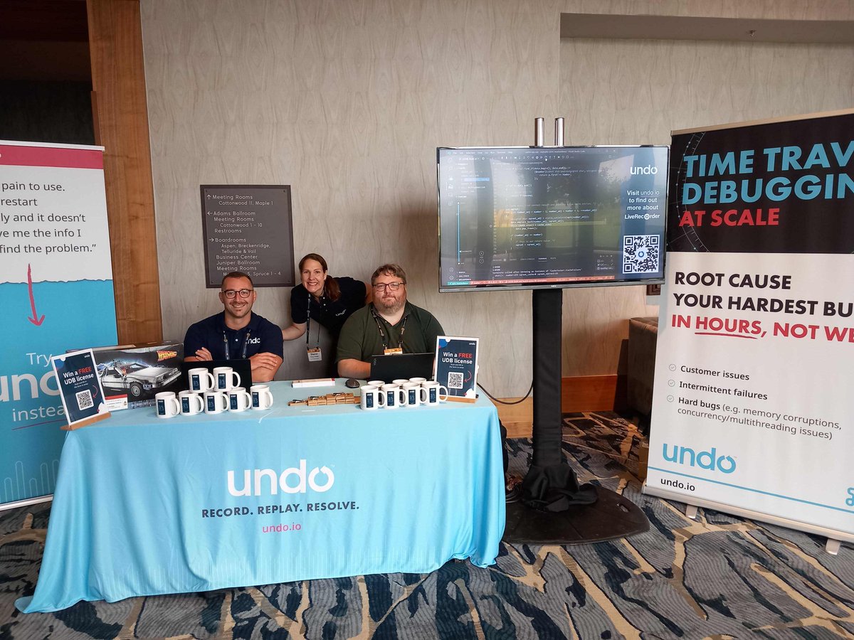 undo_io's tweet image. Come meet us on the Undo stand at #cppcon to see the latest advances in C/C++ debugging technology e.g. feedback-directed thread fuzzing to debug race conditions in multithreaded software or process correlation in programs communicating using sockets