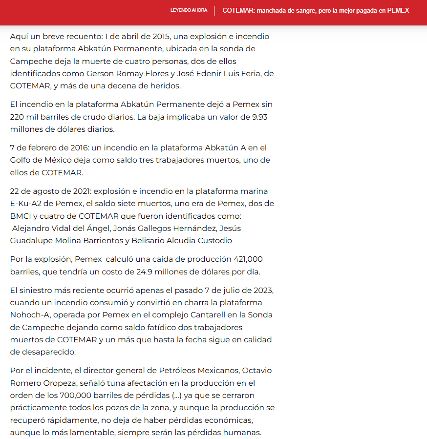 Alephbio's tweet photo. Sin licitación, Javier Núñez López responsable de firmar los contratos de PEMEX, benefició con $15,743,354,146.60 + $469,928,620.00 USD a Cotemar, empresa detrás de incontables accidentes en Campeche. Javier fue acusado de desvío de recursos en 2012, al proyecto político de AMLO. https://t.co/goEeKzwHLu