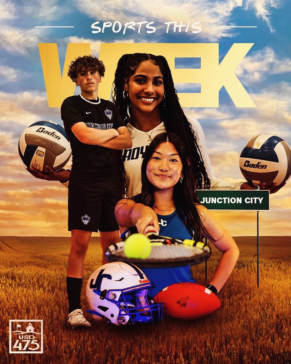 💙 It’s another busy week in USD 475 as several JCHS varsity and junior varsity programs will be in action, including the volleyball team who will host a Varsity Triangular tonight, beginning at 4:30 p.m., inside The Nest. See Schedule: tinyurl.com/bcr5pxvw #ThriveIn475