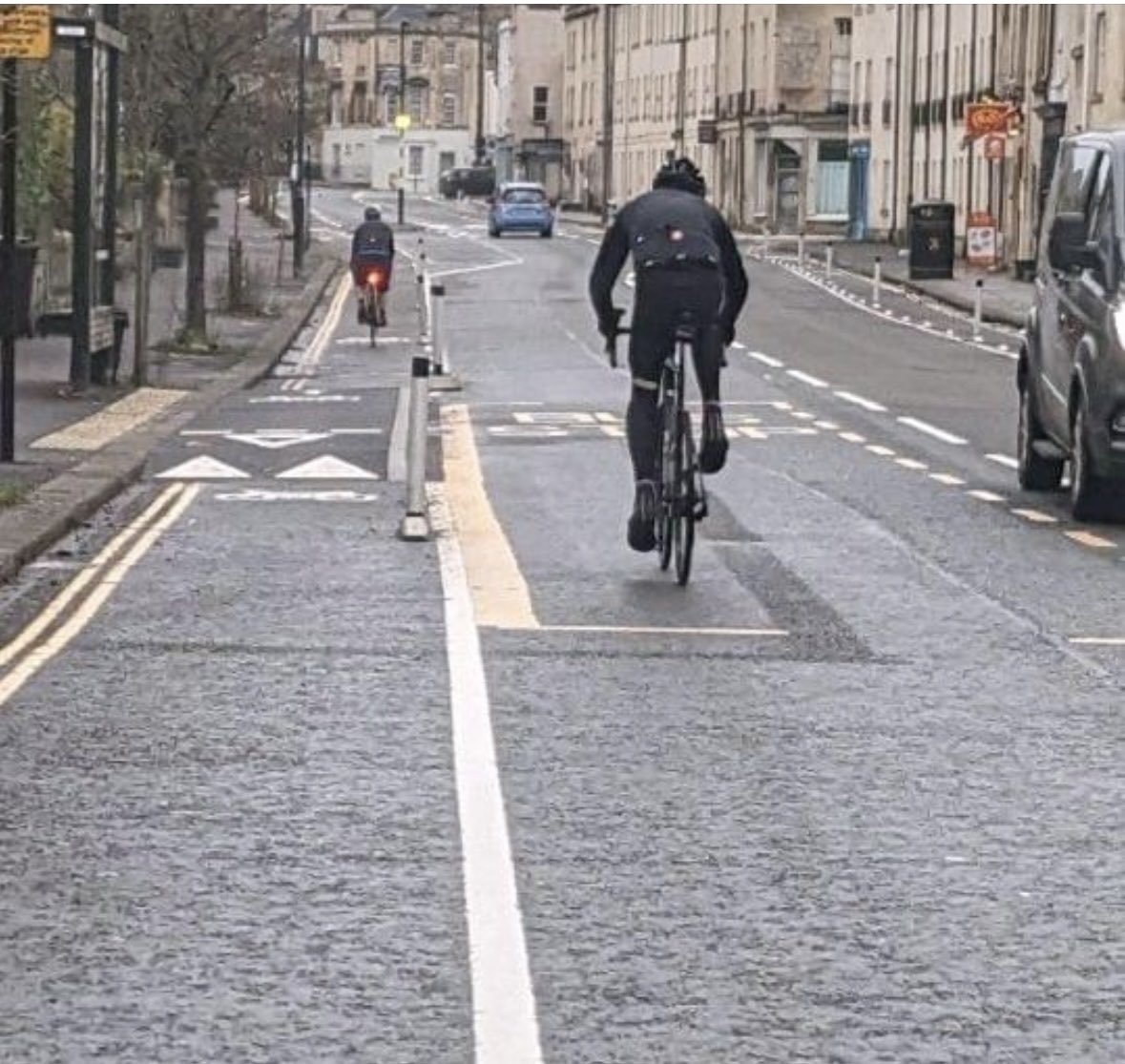 Bath where millions has been spent on bike lanes and bollards. For what? 
#LibDems #ActiveTravel #WastedMillions #NetZero