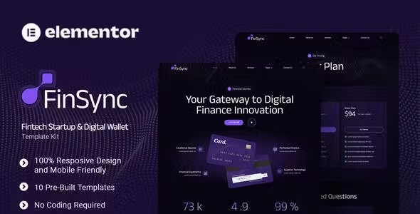 FinSync - Fintech Startup &amp; Digital Wallet Elementor Template Kit Review downloadnewthemes.com/2024/09/finsyn…