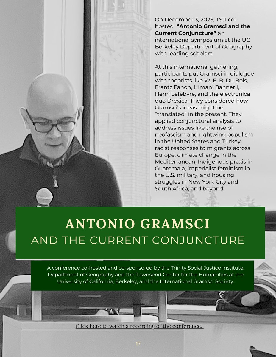 TrinitySocialJ1's tweet photo. In our recently launched Annual Report, we revisit  "Antonio Gramsci and the Current Conjuncture,"  an international symposium co-hosted by @TrinitySocialJ1, @townsed_center, @BerkeleyGeog and @GramsciSociety. 

Check out the full report with the link in our bio! https://t.co/0cJ1qJXRp2