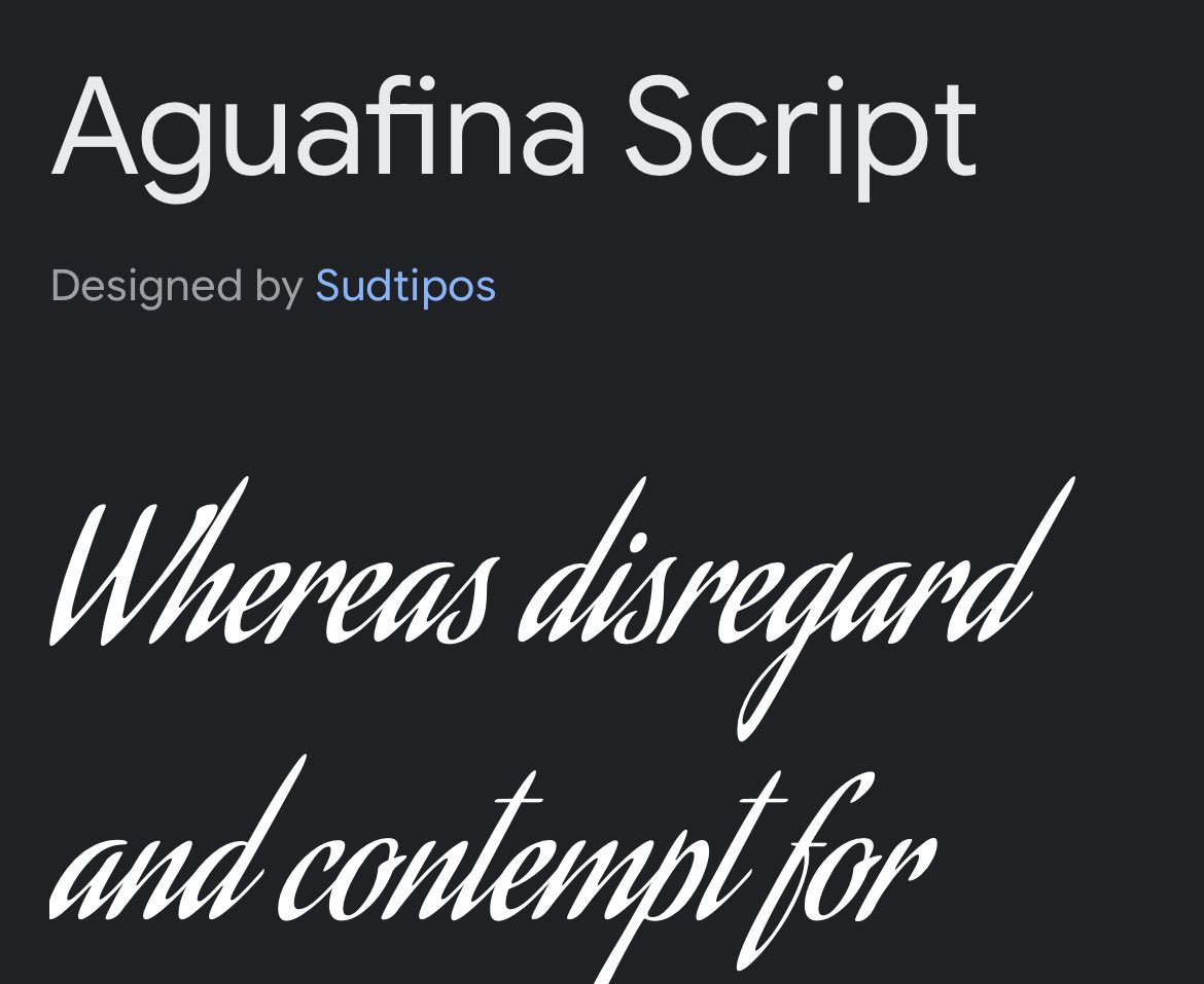 musigami's tweet photo. obsessed with sean bakers obsession with this particular script typeface that is…a free google font 😂 https://t.co/rPerFUS1Ap
