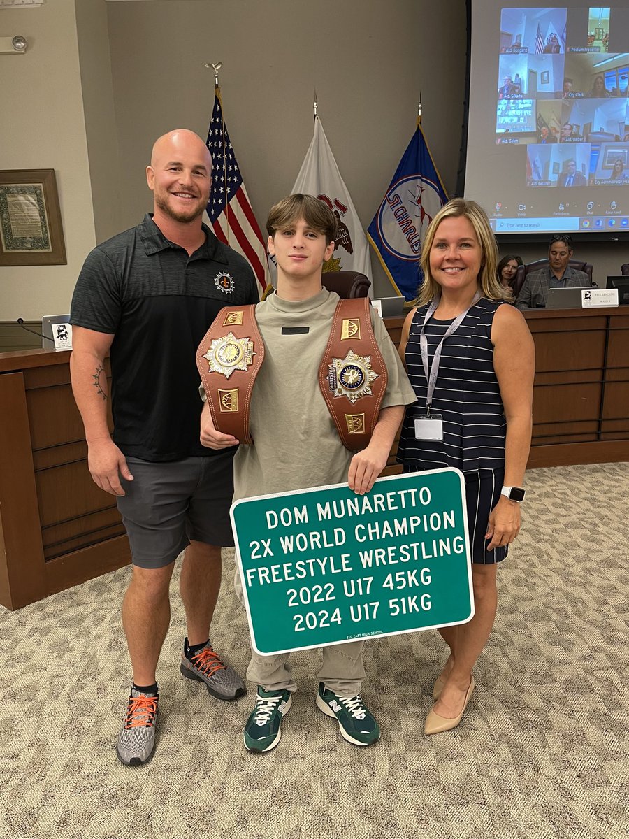 Thank you to Mayor Vitek and the city of St. Charles for honoring Dom tonight! Incredible support for one of the best wrestlers in the world from the best city in the world.