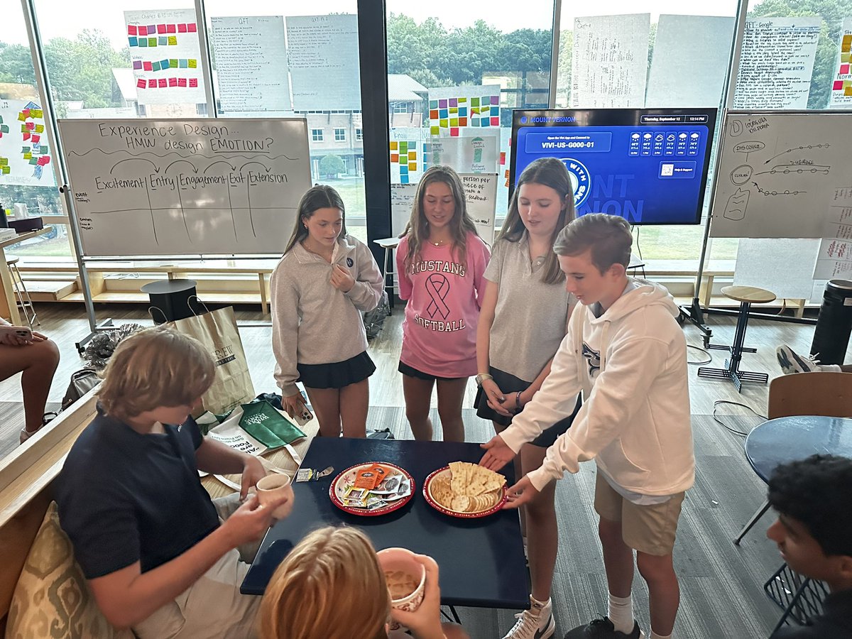 emilynwilcox's tweet image. G9 King Cohort took what they’ve been learning about Experience Design to create 5 minute relaxing, immersive experiences for the upperclassmen on our iD Leadership Team! iDLT members enjoyed snacks, songs, vibes, etc from the first deployed G9 project. #PBL #experiencedesign