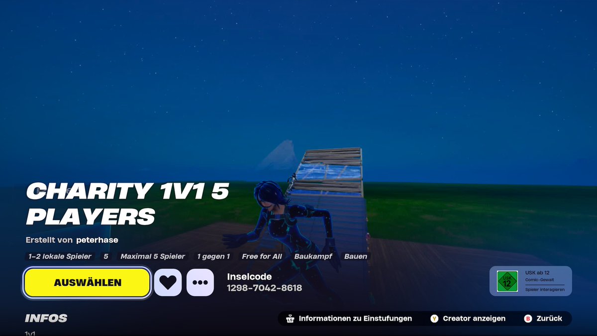 Charity 1v1 5 Players 

Code 1298-7042-8618

Code 1298-7042-8618

Donating every Cent i make with this map❤️

Follow everyone who play the map 🫡

Rt &amp; Like ❤️