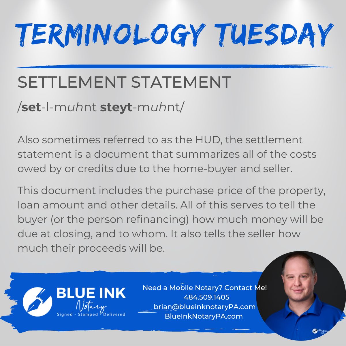 BlueInkNotaryPA's tweet image. 💥Back with another edition of Terminology Tuesday for 1st time 🏘️home buyers. Today we look at the settlement statement.

#terminologytuesday #notaryterms #signingagent #mobilenotary #notary #notarypublic #firsttimehomebuyers #settlementstatement