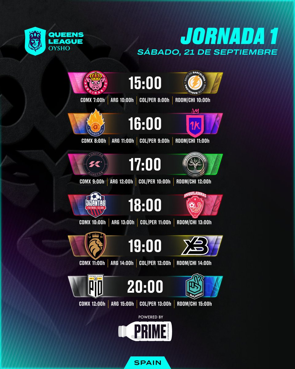 Ya tenemos horarios para la Jornada 1.

#QueensLeague #Oysho